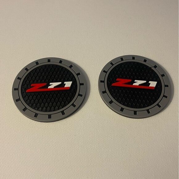 Z71 Car Cup Coasters in Black and Gray Set of 2 NWT - Picture 3 of 5